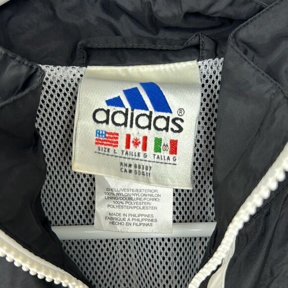 Adidas Jacket Mens Large L Windbreaker Track Vintage Full Zip Mesh Lined Black - Picture 4 of 11